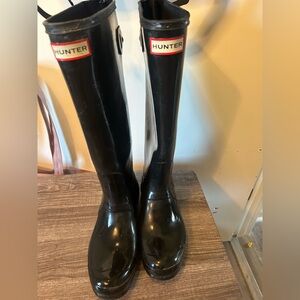 Hunter Glossy Black Tall Boots